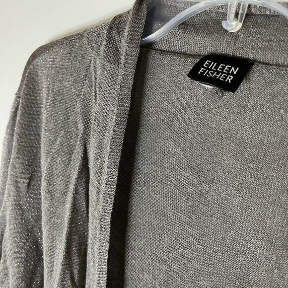 EILEEN FISHER shimmer metallic gold cardigan knit sweater small - Picture 4 of 4